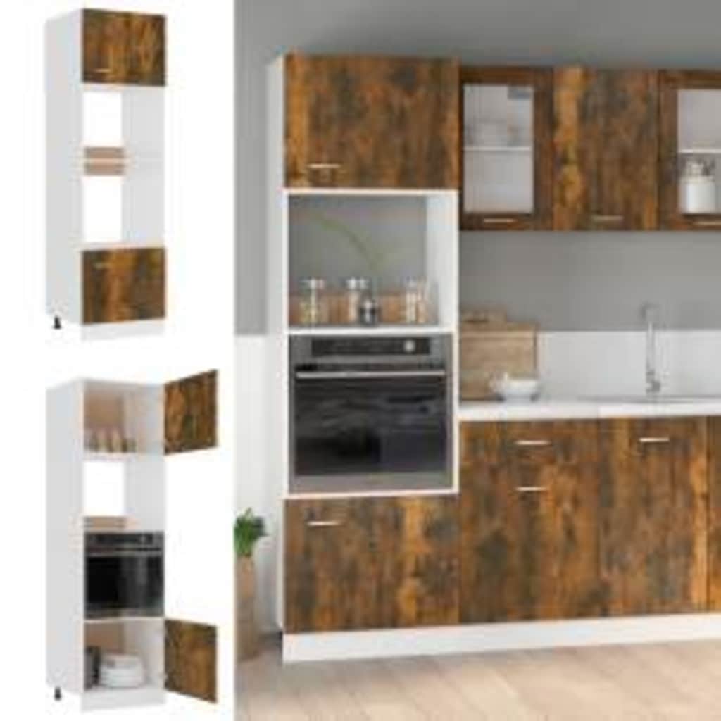 Microwave Cabinet Lyon Smoked Oak 60X57X207 Cm Engineered Wood