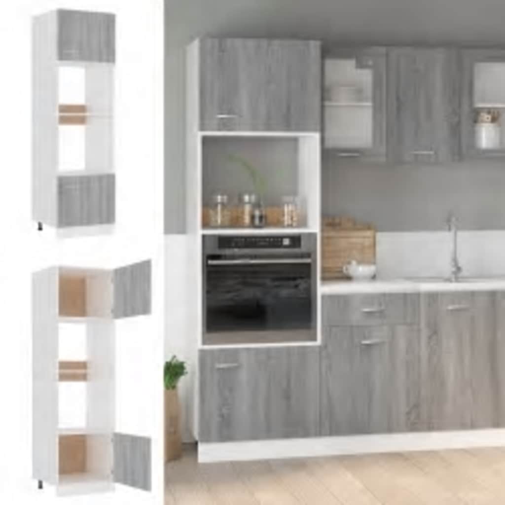 Microwave Cabinet Lyon Grey Sonoma 60X57X207 Cm Engineered Wood