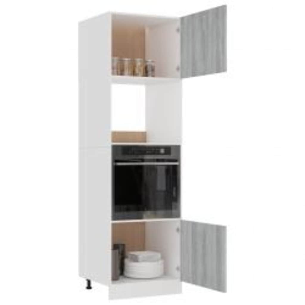 Microwave Cabinet Lyon Grey Sonoma 60X57X207 Cm Engineered Wood