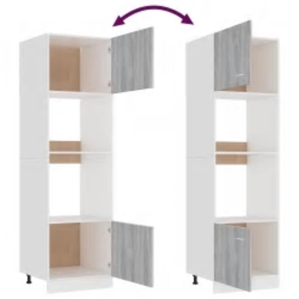 Microwave Cabinet Lyon Grey Sonoma 60X57X207 Cm Engineered Wood