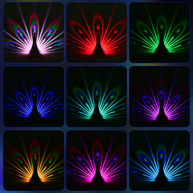 3D Peacock Wall Lamp | Color-Changing LED Night Light with Remote & Timer