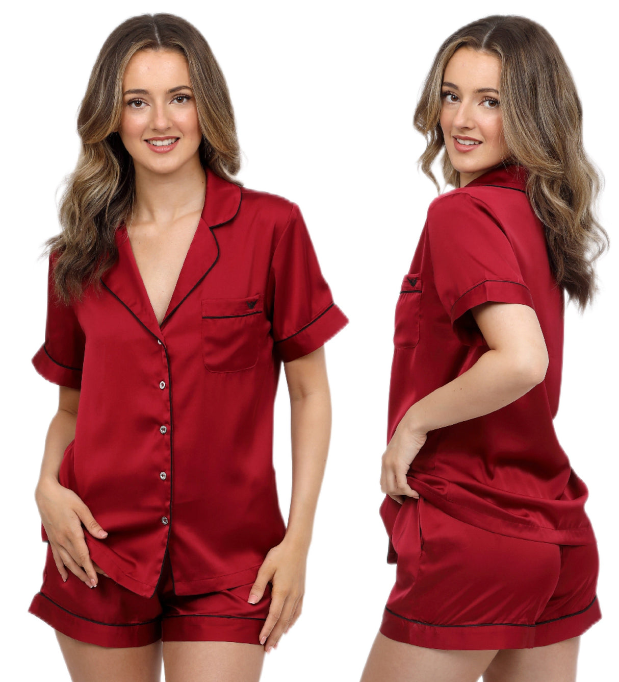 Indulge in Luxury: Dark Claret Silk Satin Pyjama Set - Breathing Soul