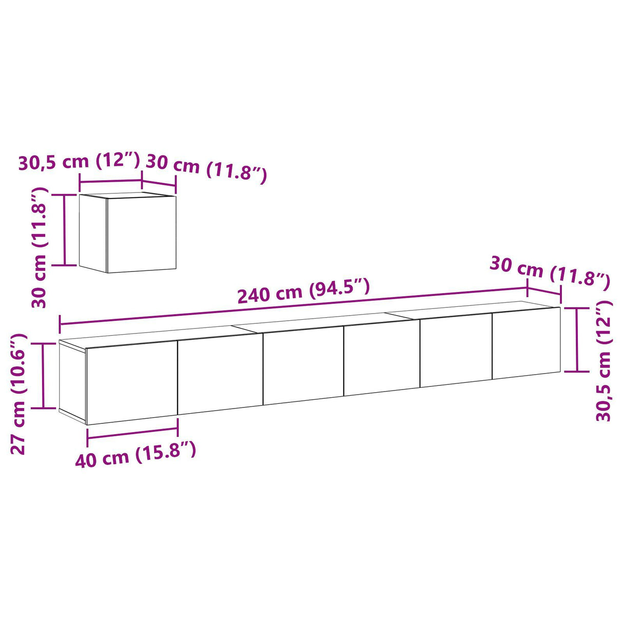 4 Piece Tv Cabinet Set Black Oak Engineered Wood