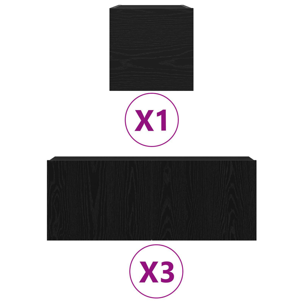 4 Piece Tv Cabinet Set Black Oak Engineered Wood