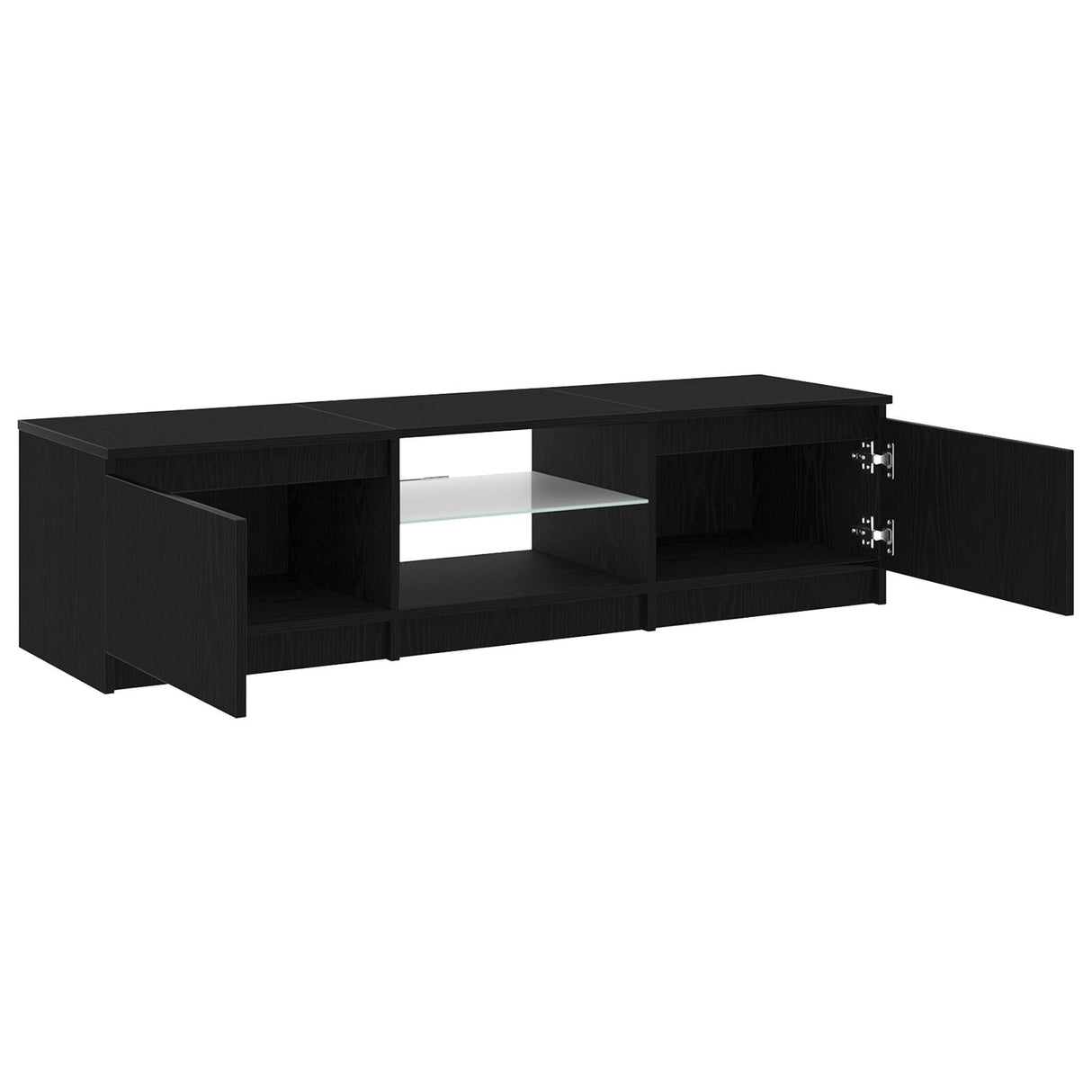 Tv Cabinet With Led Lights - Black Oak, 140X40X35.5 Cm, Made From Engineered Wood