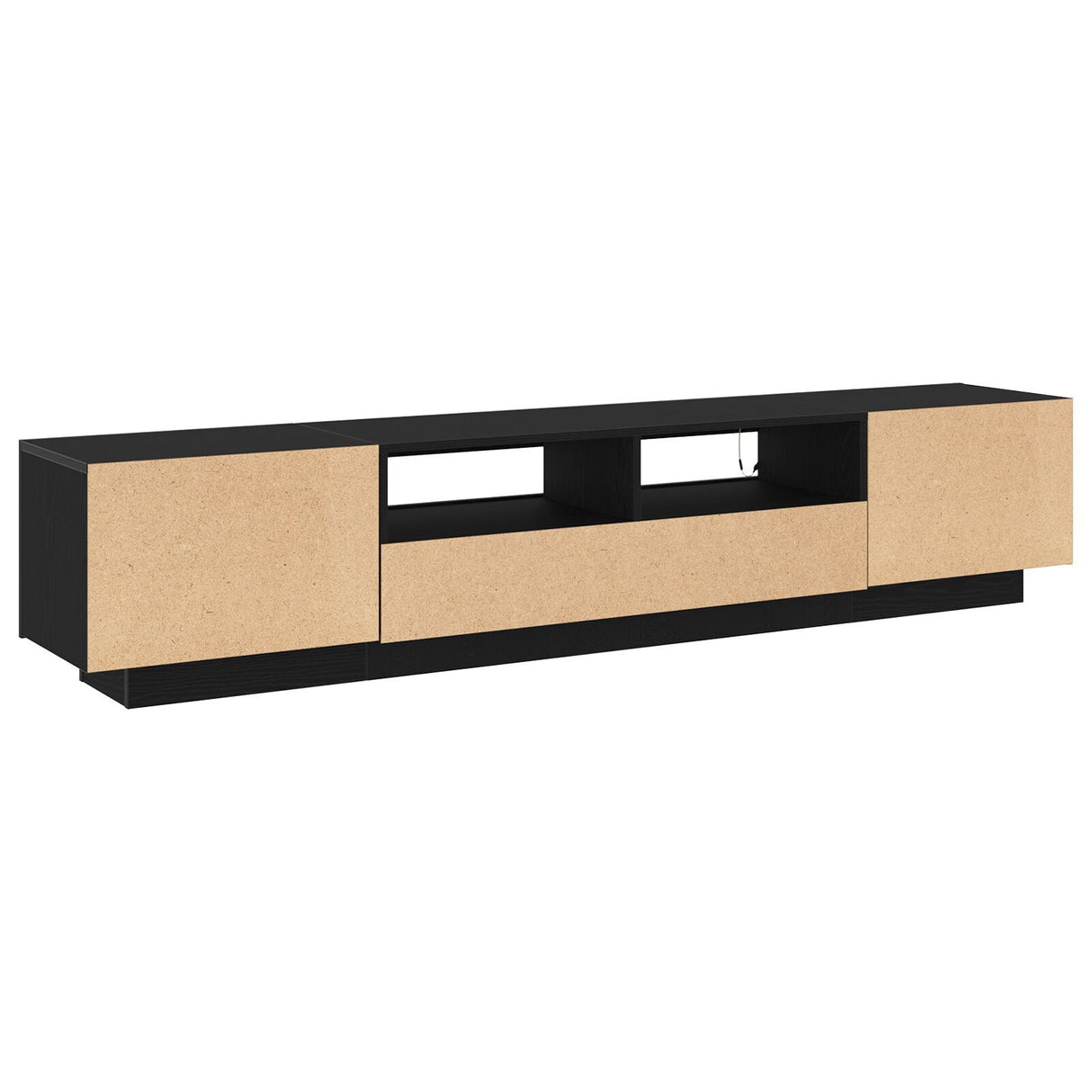Tv Cabinet With Led Lights - Black Oak - 200 X 35 X 40 Cm - Engineered Wood