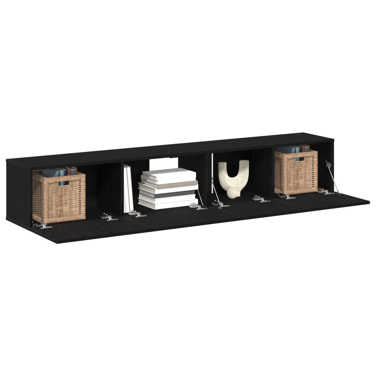 2 Piece Tv Cabinet Set Black Engineered Wood