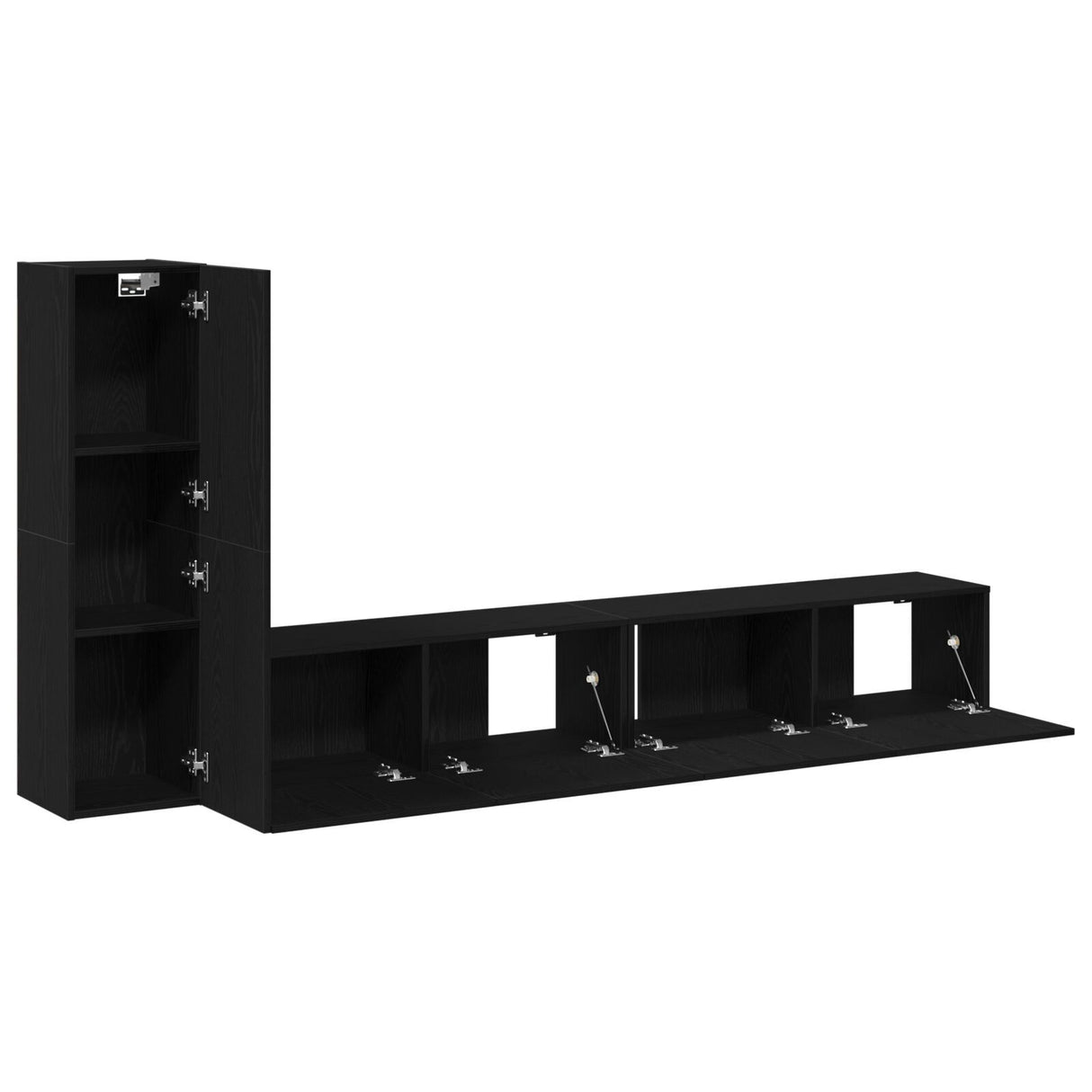 3 Piece Tv Cabinet Set Wall-Mounted Black Oak Engineered Wood
