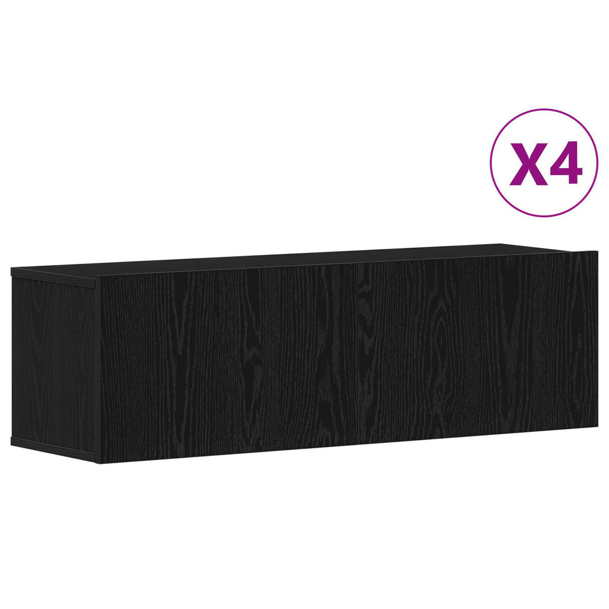 4-Piece Tv Cabinet Set - Wall-Mounted Black Oak Engineered Wood