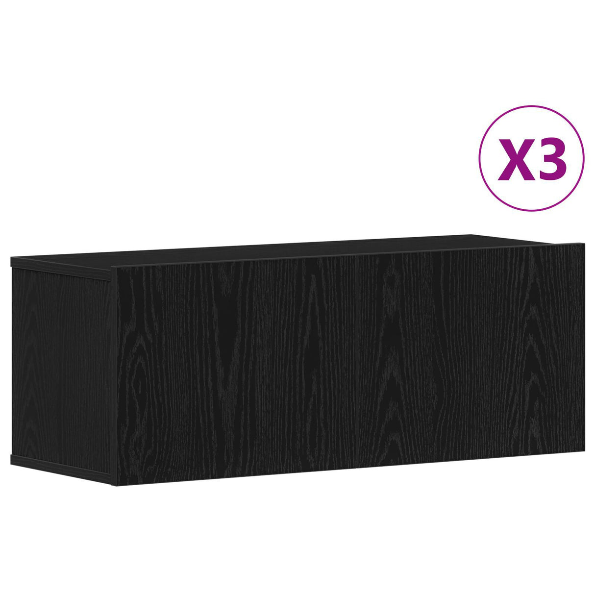 3 Piece Tv Cabinet Set Black Engineered Wood