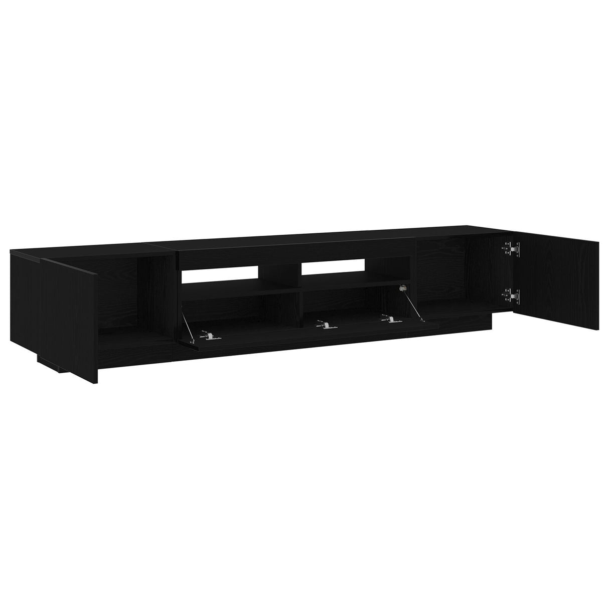 Tv Cabinet With Led Lights - Black Oak - 200 X 35 X 40 Cm - Engineered Wood