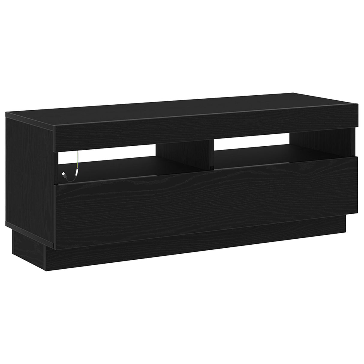 Tv Stand With Led Lights - Black Oak - 300X35X40 Cm - Made From Engineered Wood