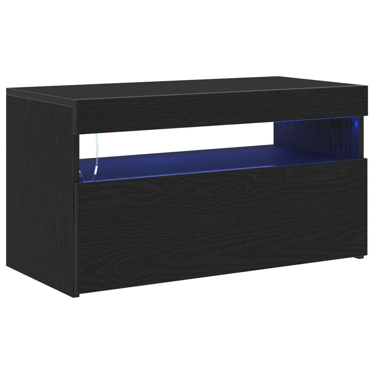 Tv Stand With Led Lights - Black Oak - 75X35X40 Cm - Made Of Engineered Wood