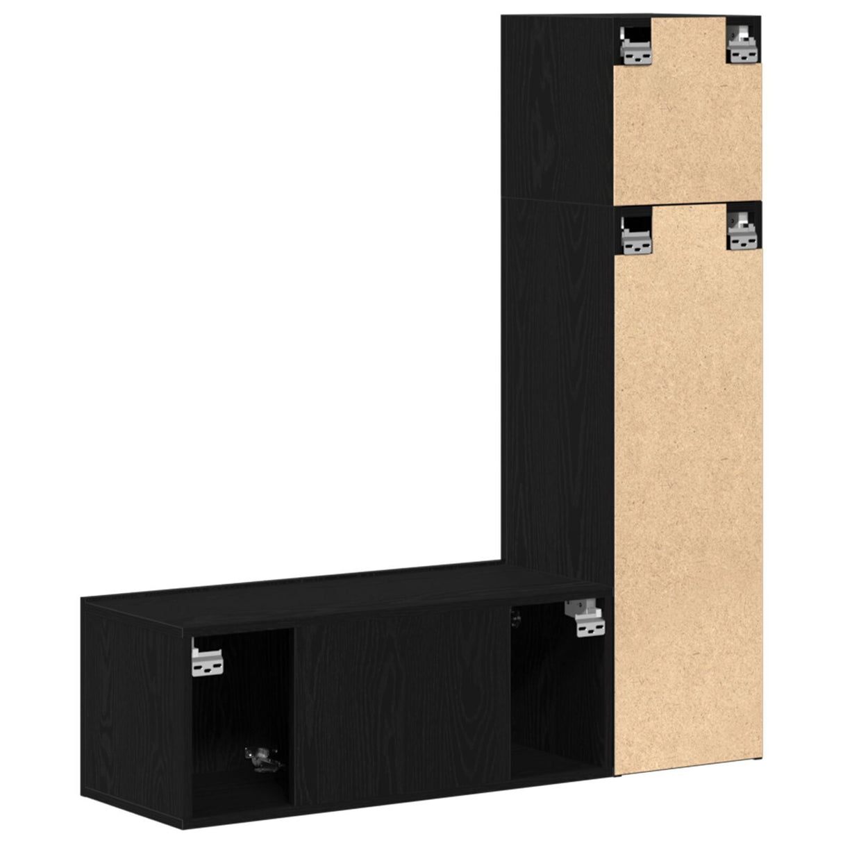 3 Piece Tv Cabinet Set Black Oak Engineered Wood