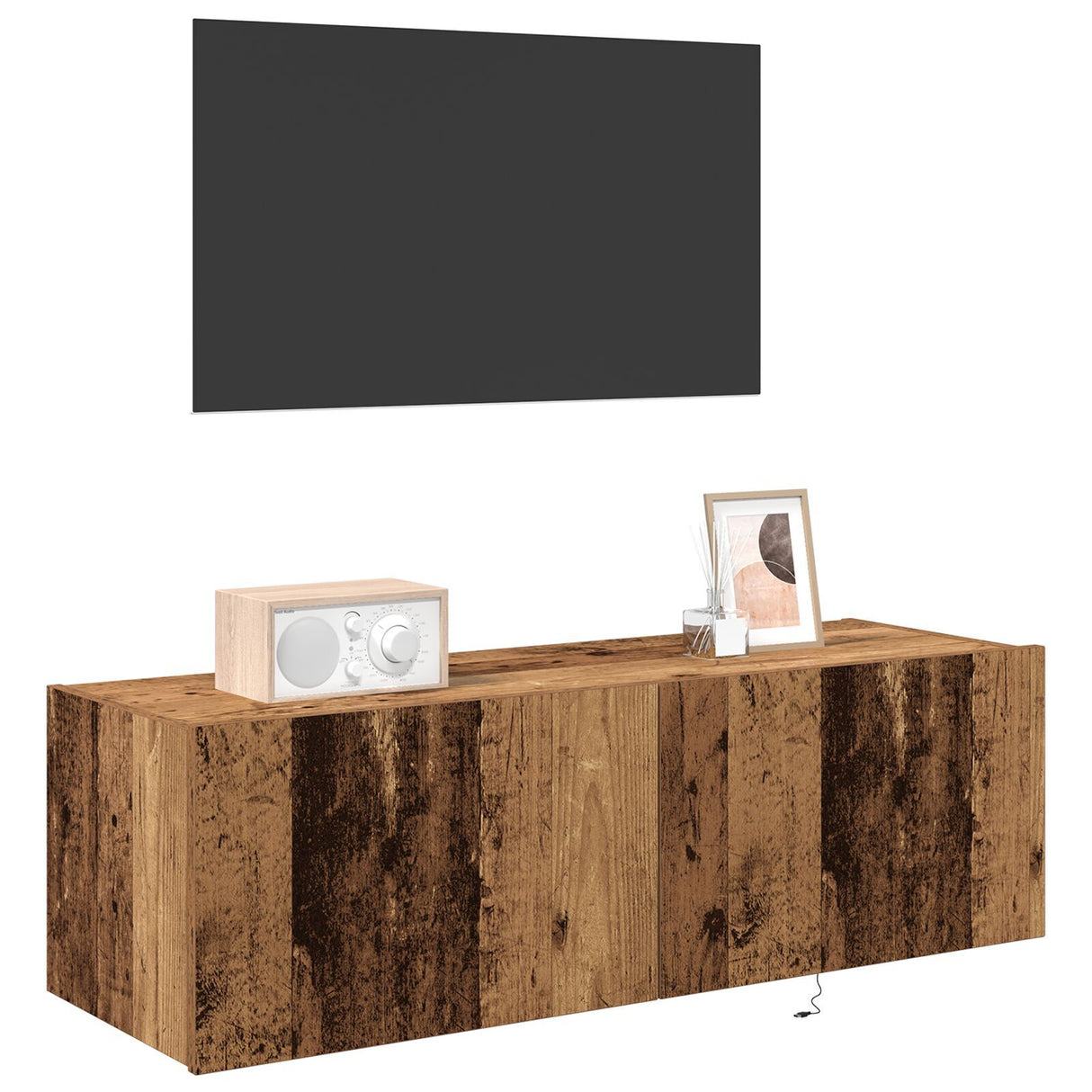 Tv Wall Cabinet With Led Lights Old Wood 100X35X31 Cm