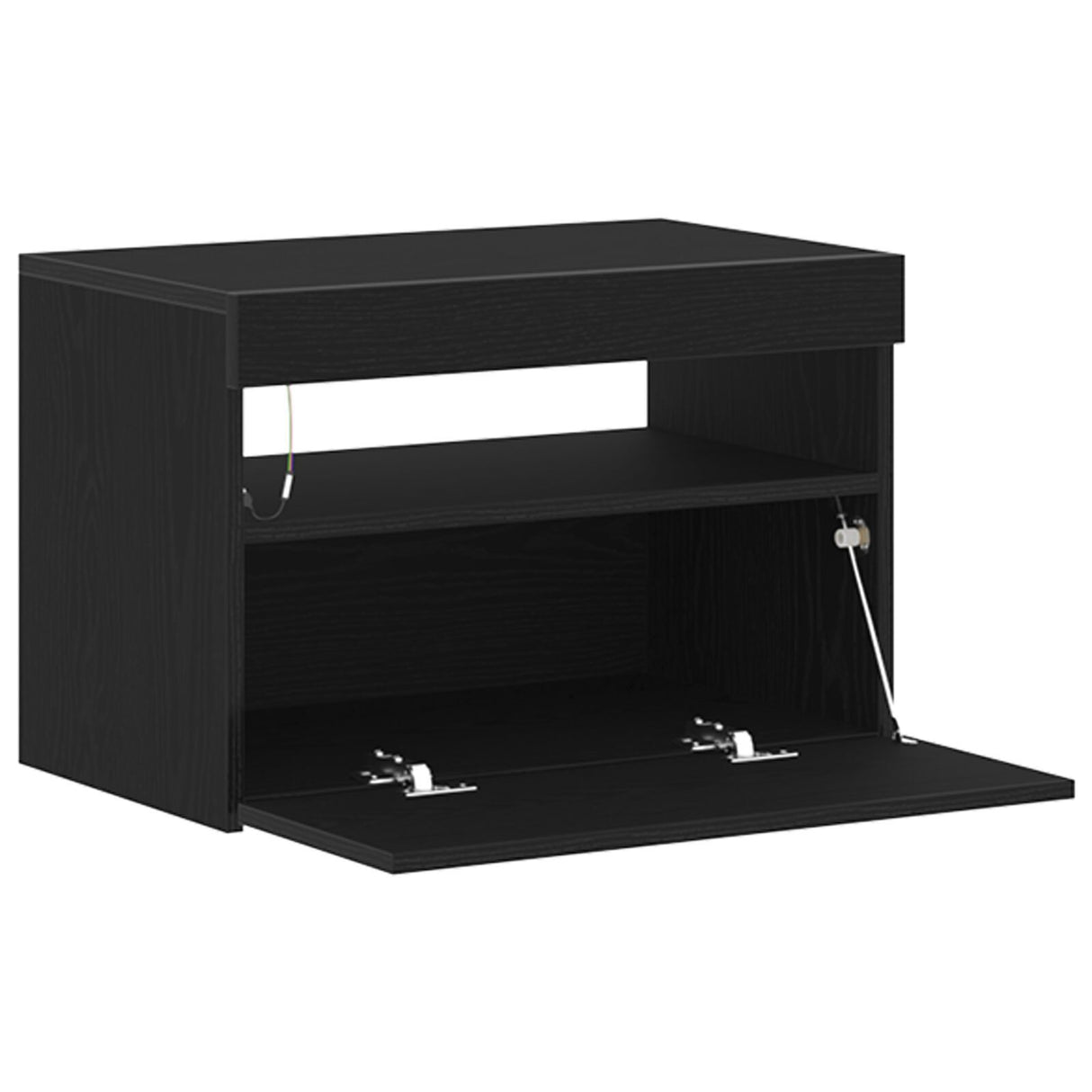 Black Oak Tv Stand With Led Lights, 60X35X40 Cm, Made From Engineered Wood