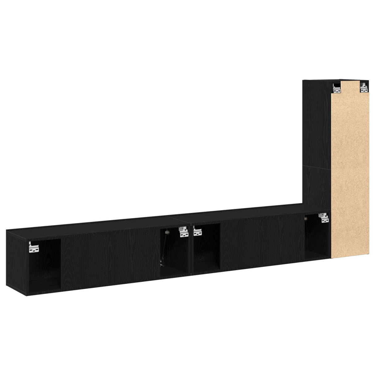3 Piece Tv Cabinet Set Wall-Mounted Black Oak Engineered Wood