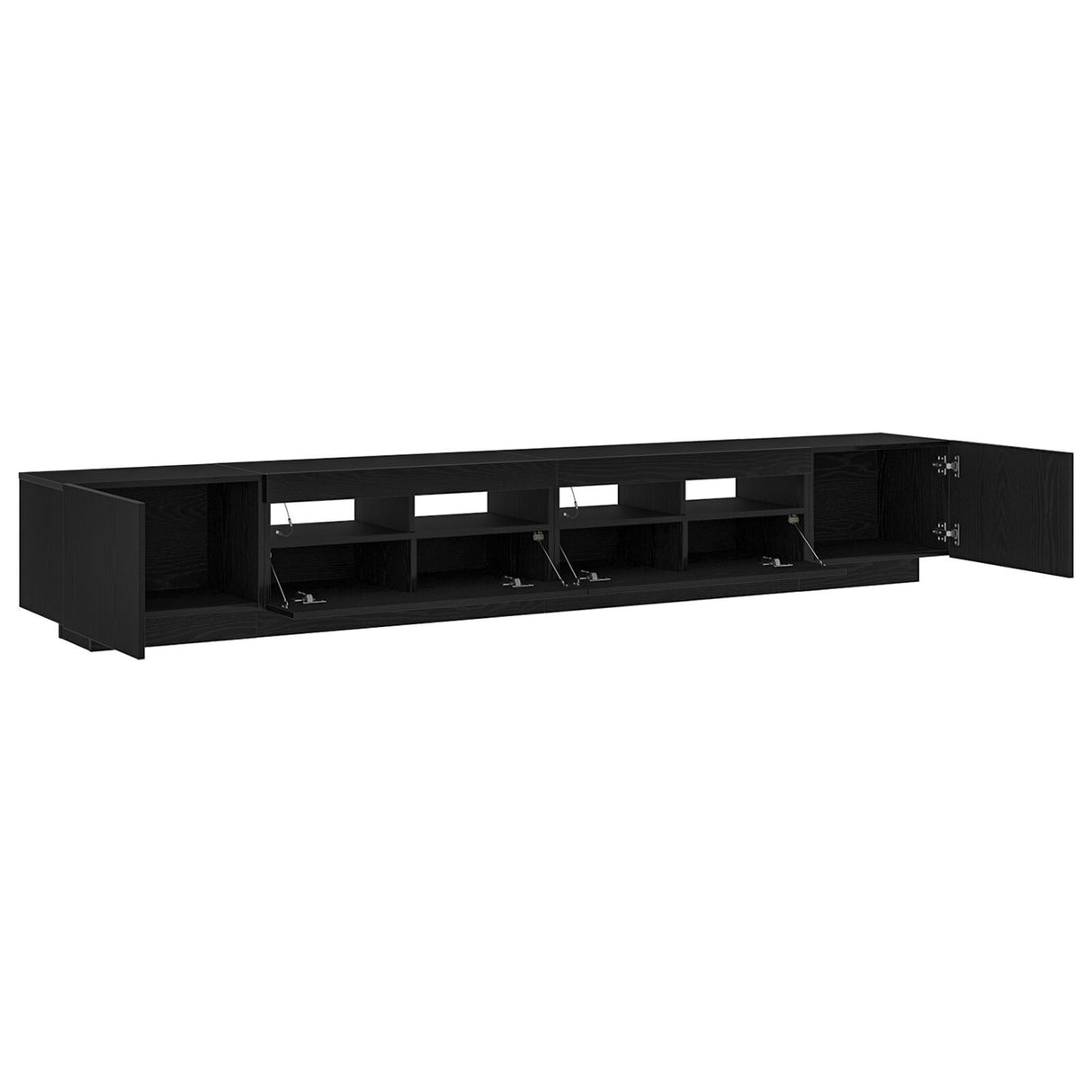 Tv Stand With Led Lights - Black Oak, 260X35X40 Cm, Made Of Engineered Wood