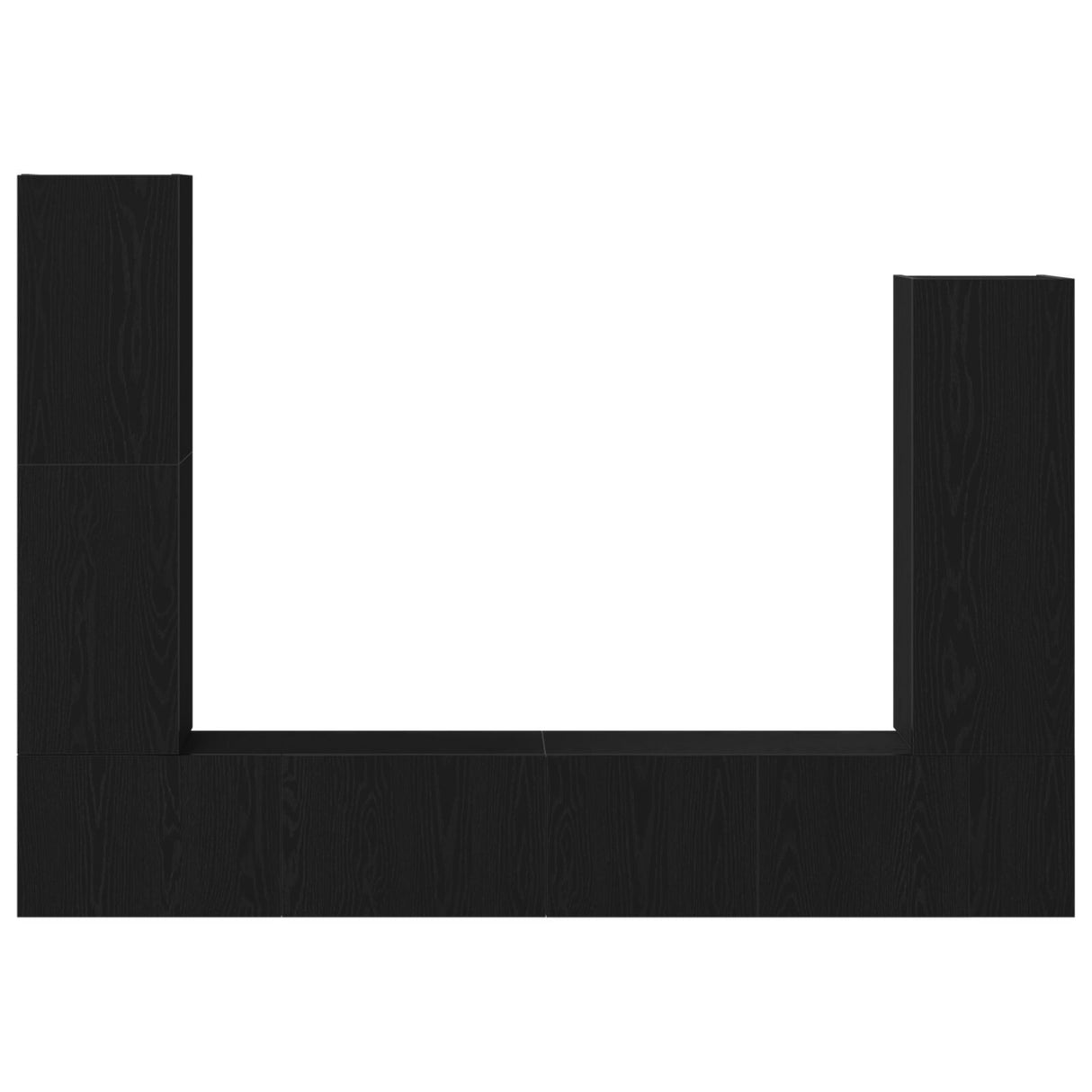 4 Piece Tv Cabinet Set Wall-Mounted Black Oak Engineered Wood