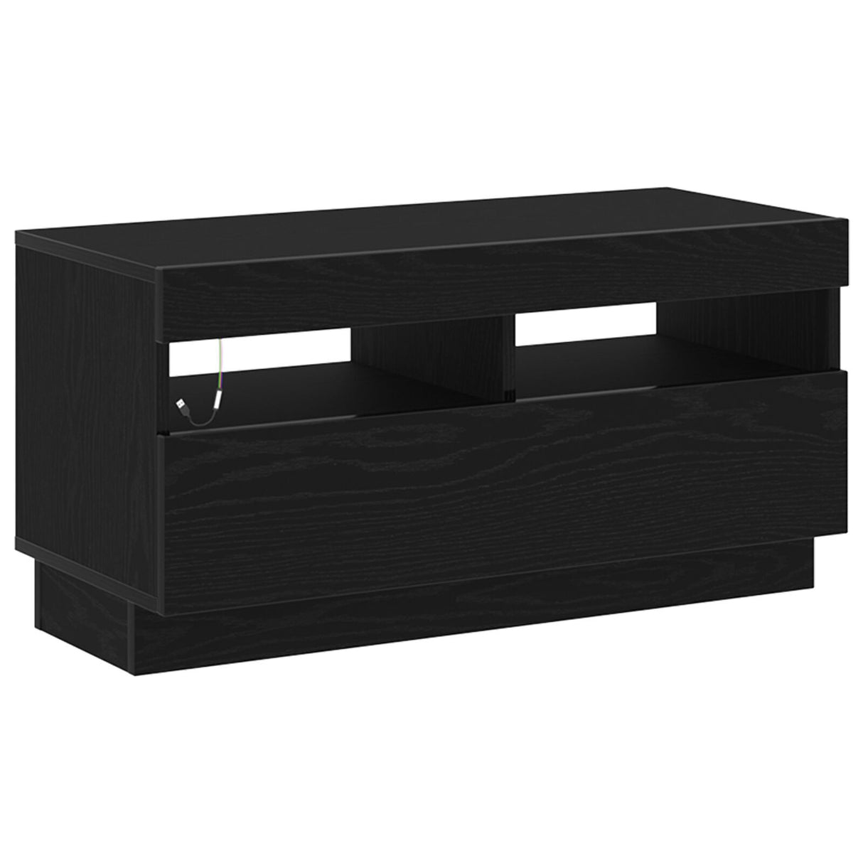 Tv Stand With Led Lights - Black Oak, 260X35X40 Cm, Made Of Engineered Wood