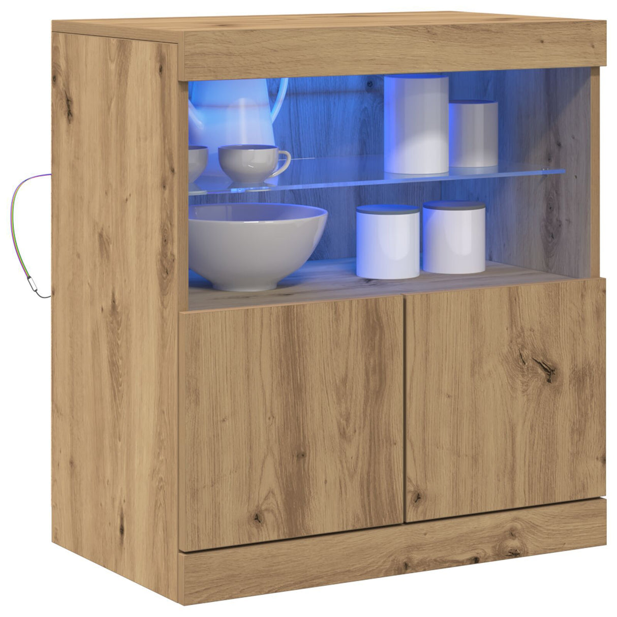 Sideboard With Led Lights Artisan Oak 60X37X67 Cm