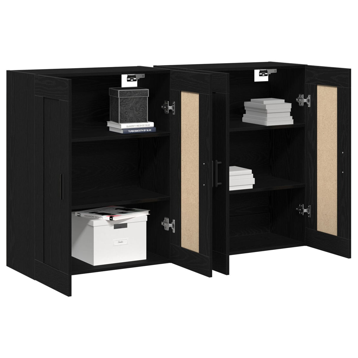 Wall Mounted Cabinets 2 Pcs Black Oak Engineered Wood