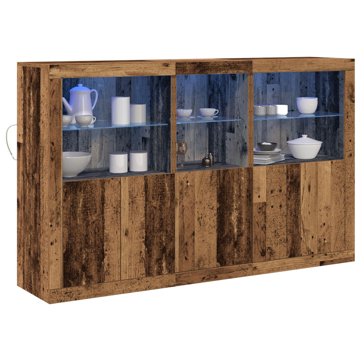 Sideboard With Led Lights Old Wood 162X37X100 Cm Engineered Wood