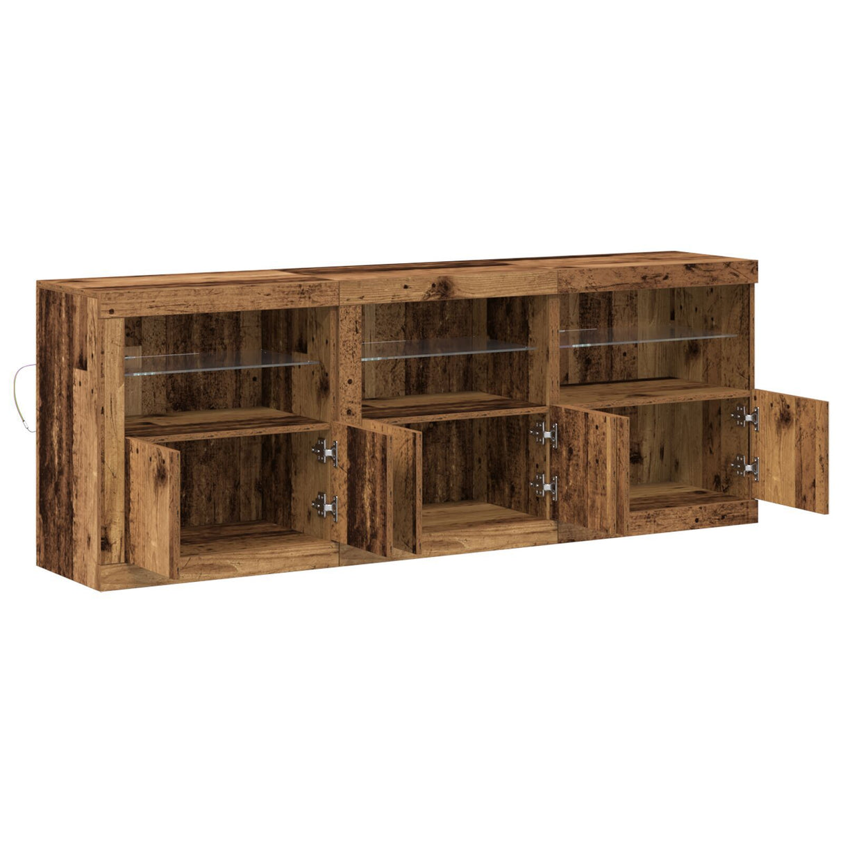 Sideboard With Led Lights Old Wood 181.5X37X67 Cm Engineered Wood