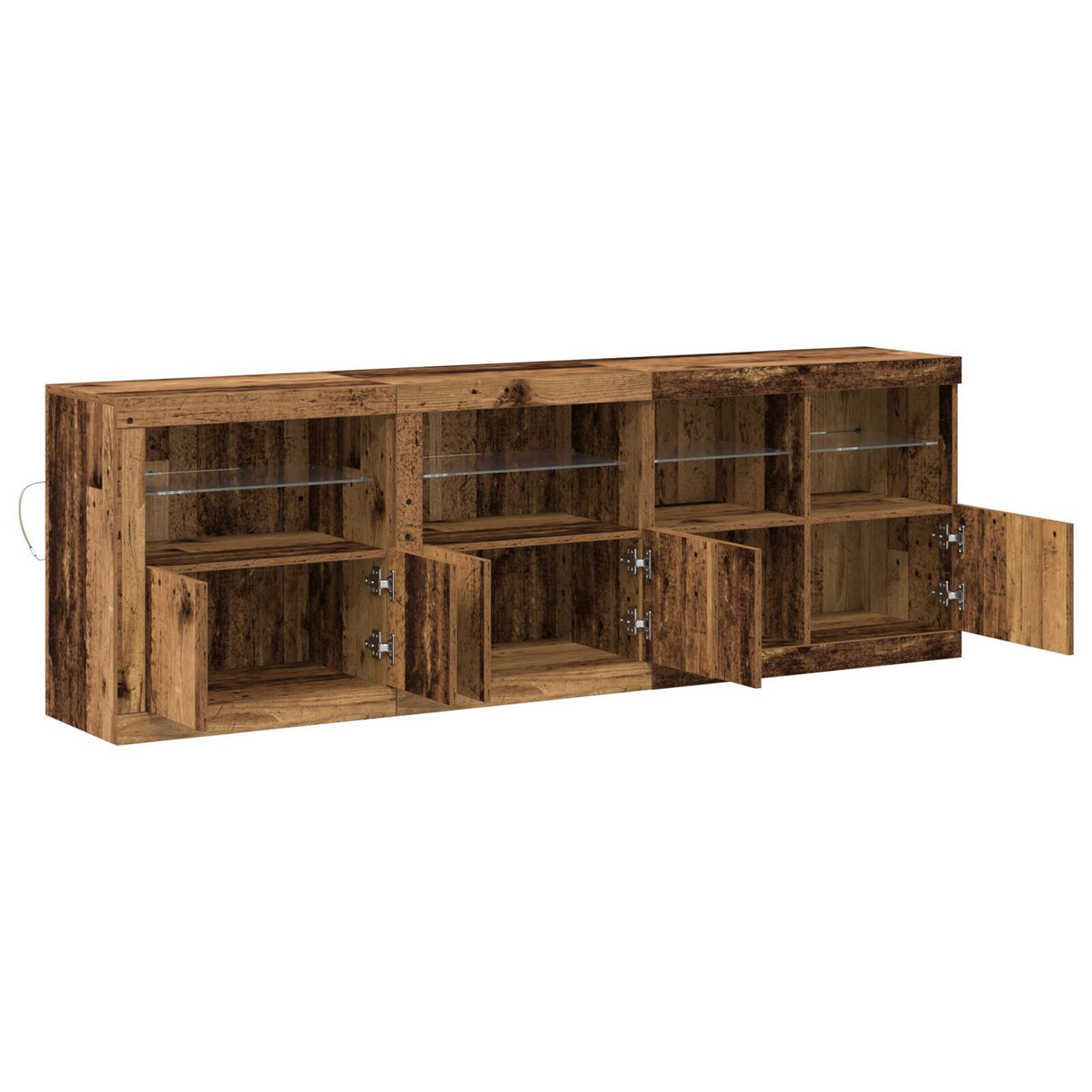 Sideboard With Led Lights Old Wood 202X37X67 Cm Engineered Wood