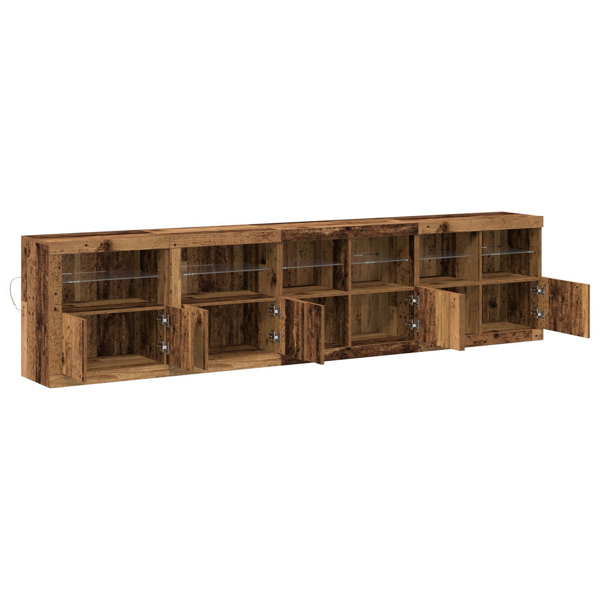 Sideboard With Led Lights Old Wood 283X37X67 Cm Engineered Wood
