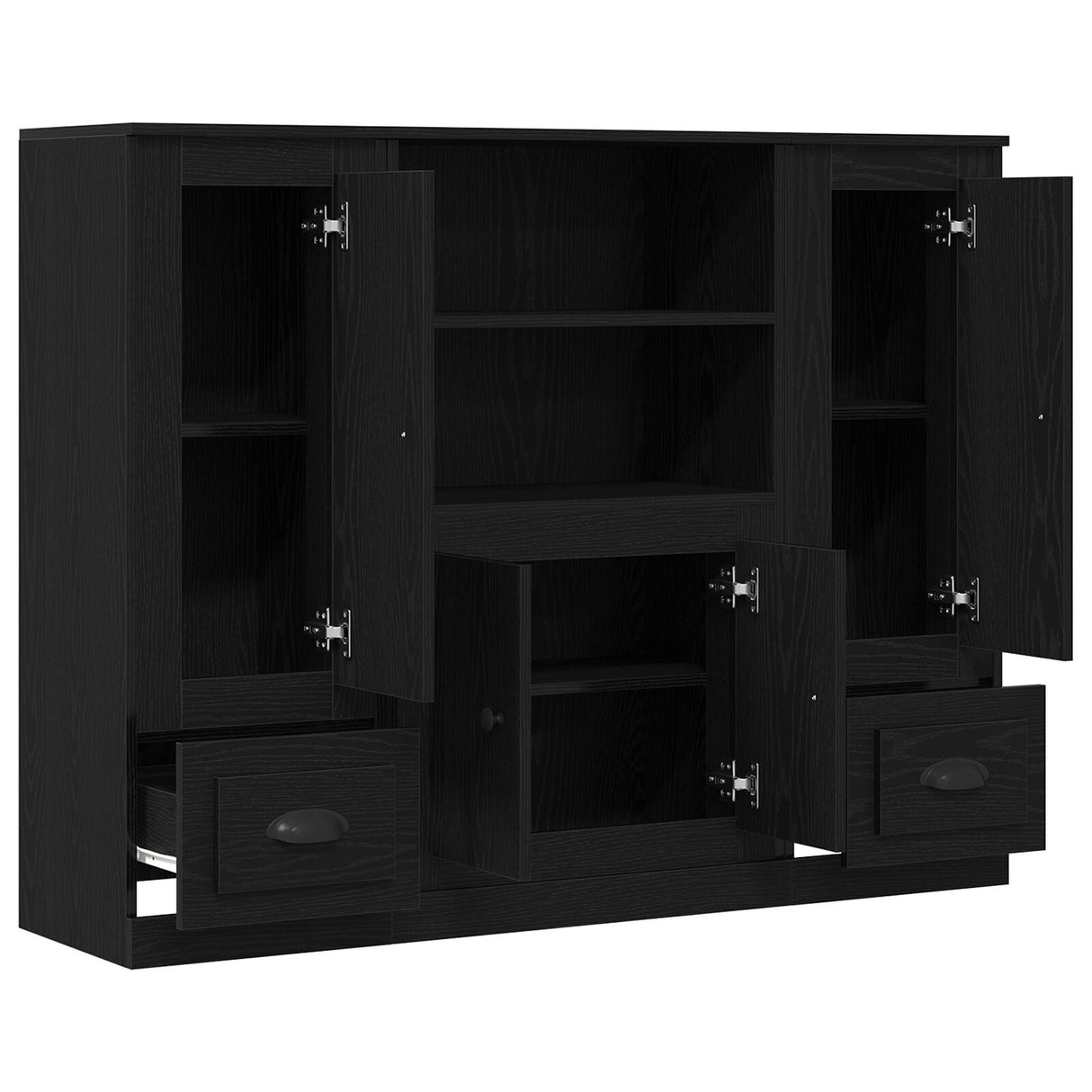 Highboard Black Oak 132X35,5X103,5 Cm Engineered Wood