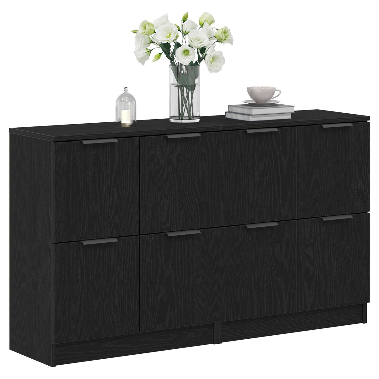 Sideboards 2 Pcs Black Oak 60X30X70 Cm Engineered Wood