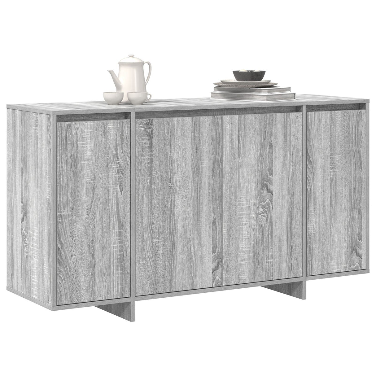 Grey Sideboard Engineered Wood 135 X 41 X 75 Cm