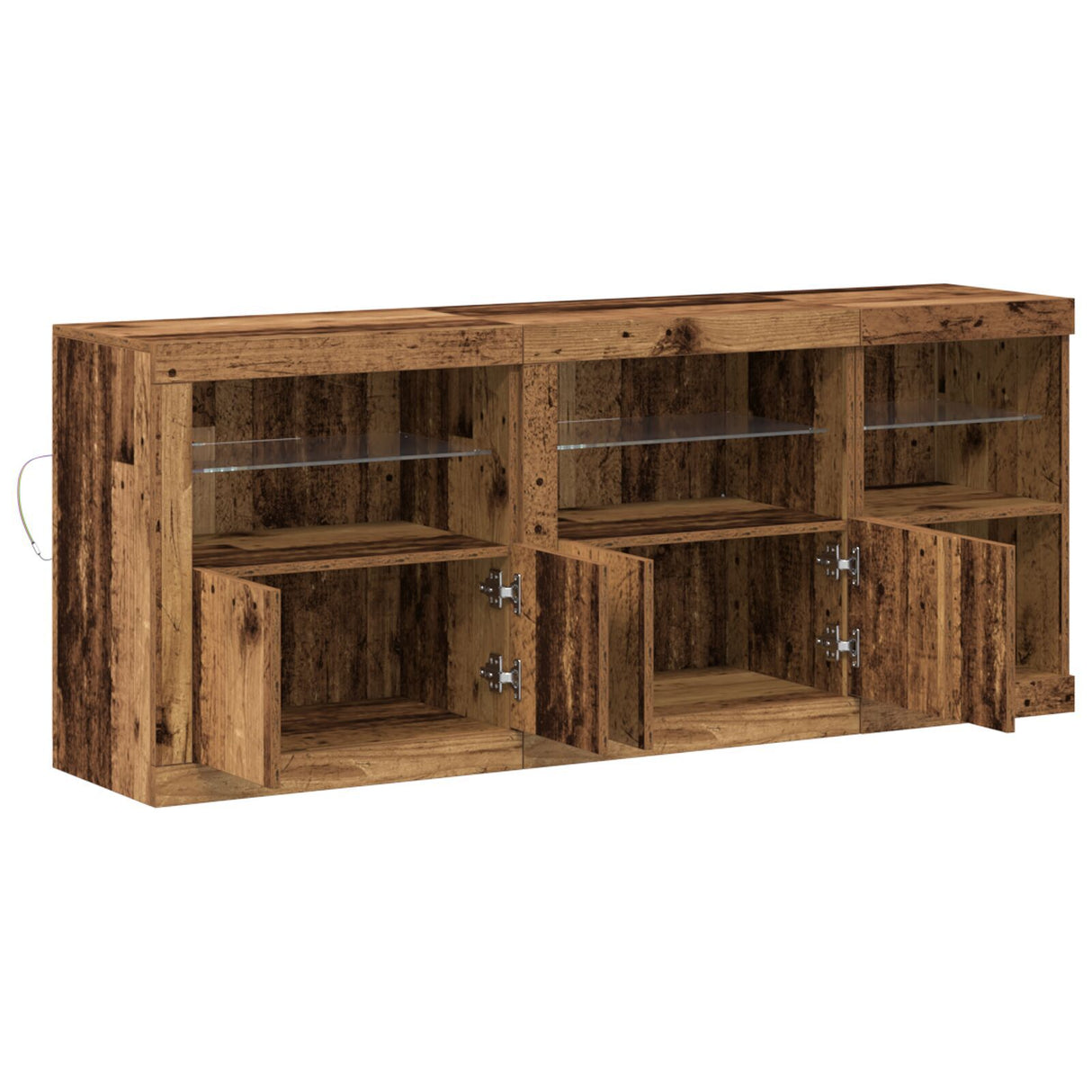 Sideboard With Led Lights Old Wood 162X37X67 Cm Engineered Wood