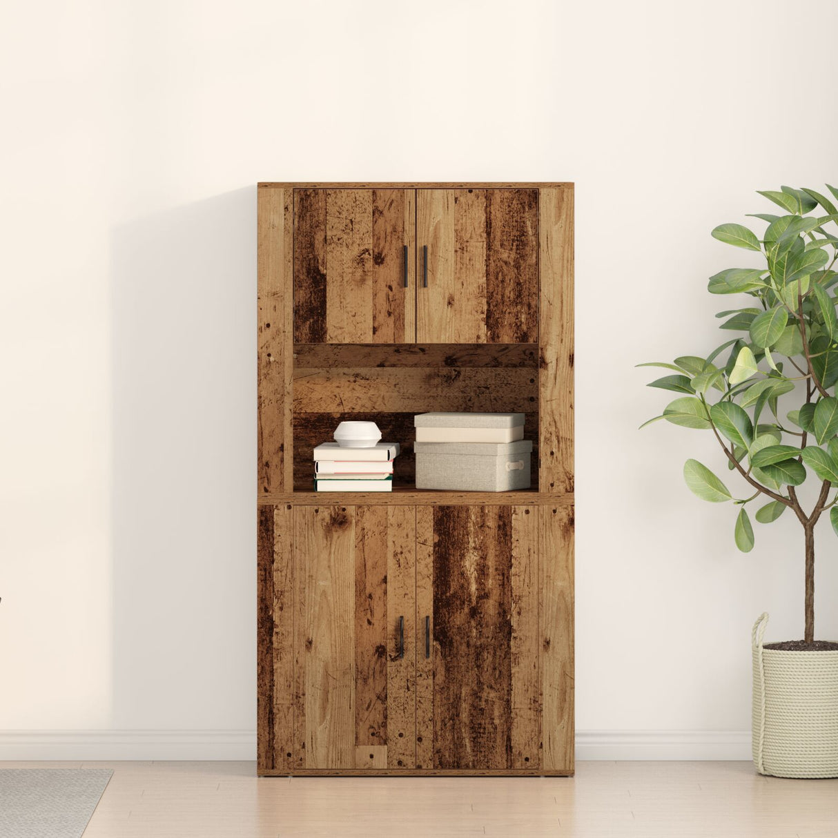Highboard Old Wood 80X33X150 Cm Engineered Wood