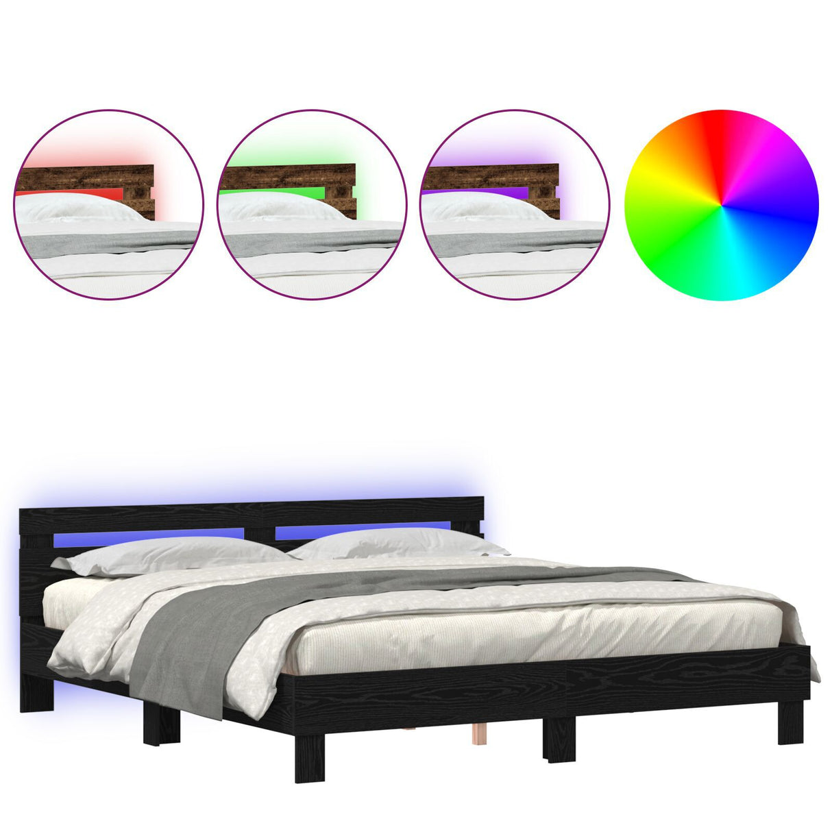 Wood Bed Frame Black Oak Solid Wood 200 X 200 Cm Durable