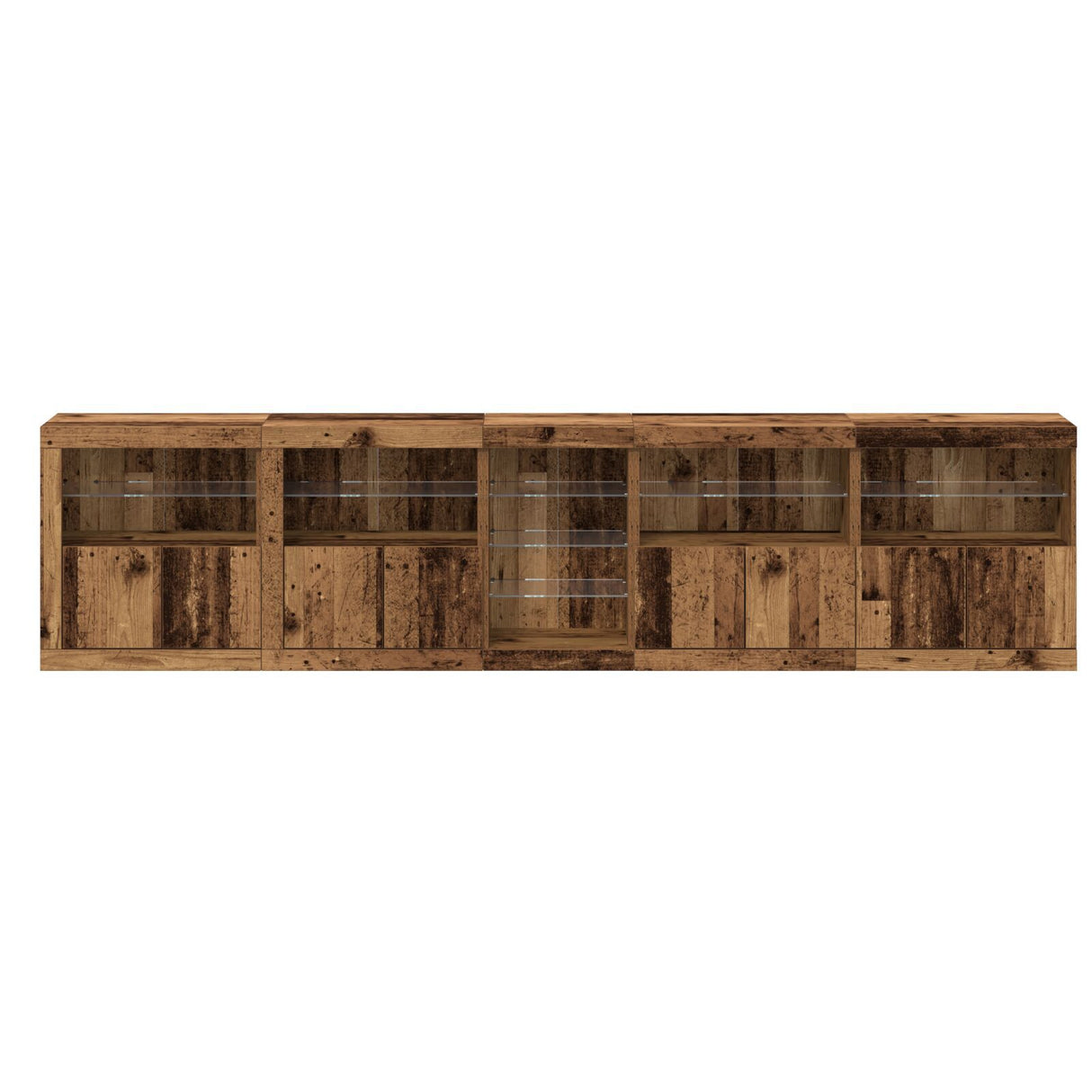 Sideboard With Led Lights Old Wood 283X37X67 Cm Engineered Wood