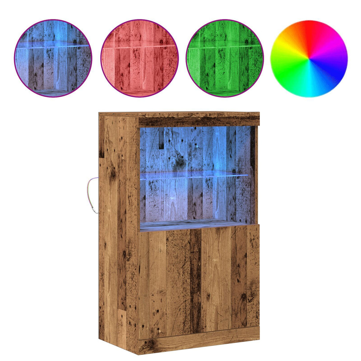 Sideboard With Led Lights Old Wood 60X37X100 Cm