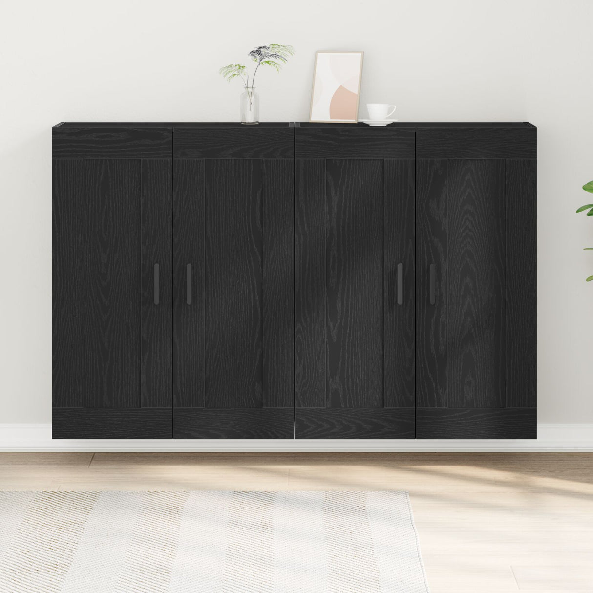 Wall Mounted Cabinets 2 Pcs Black Oak Engineered Wood