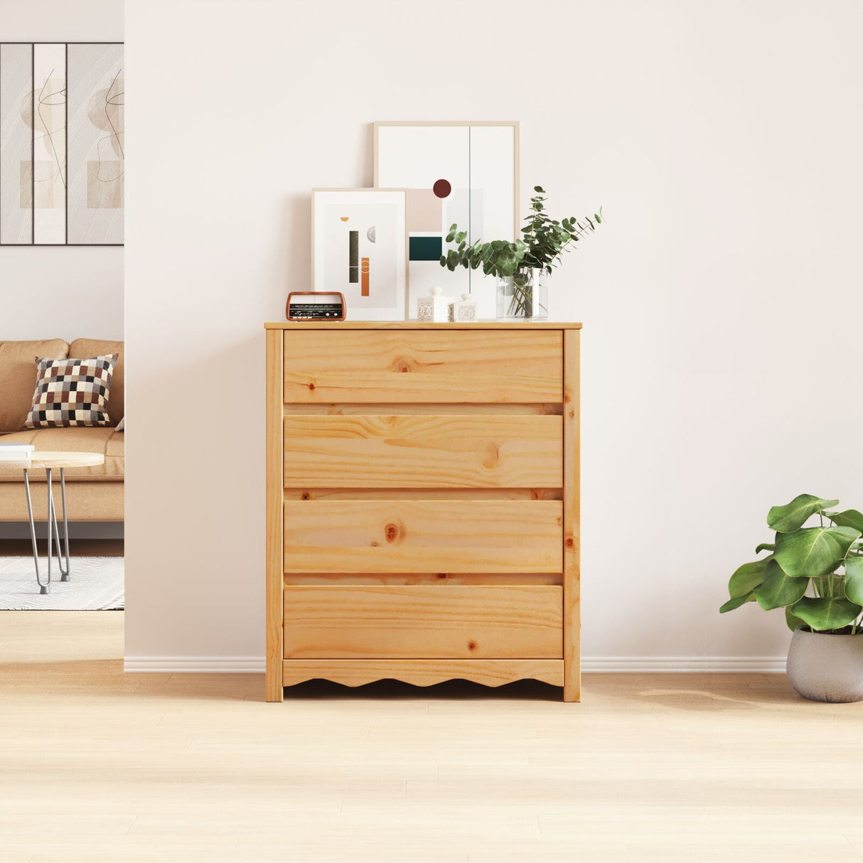 Chest Of Drawers "Drammen" 76,5X40X91 Cm Solid Wood Pine