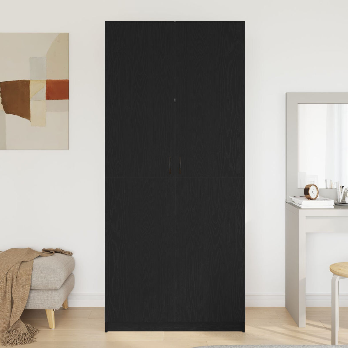 Wardrobe Black Oak Engineered Wood 90X52X200 Wardrobe