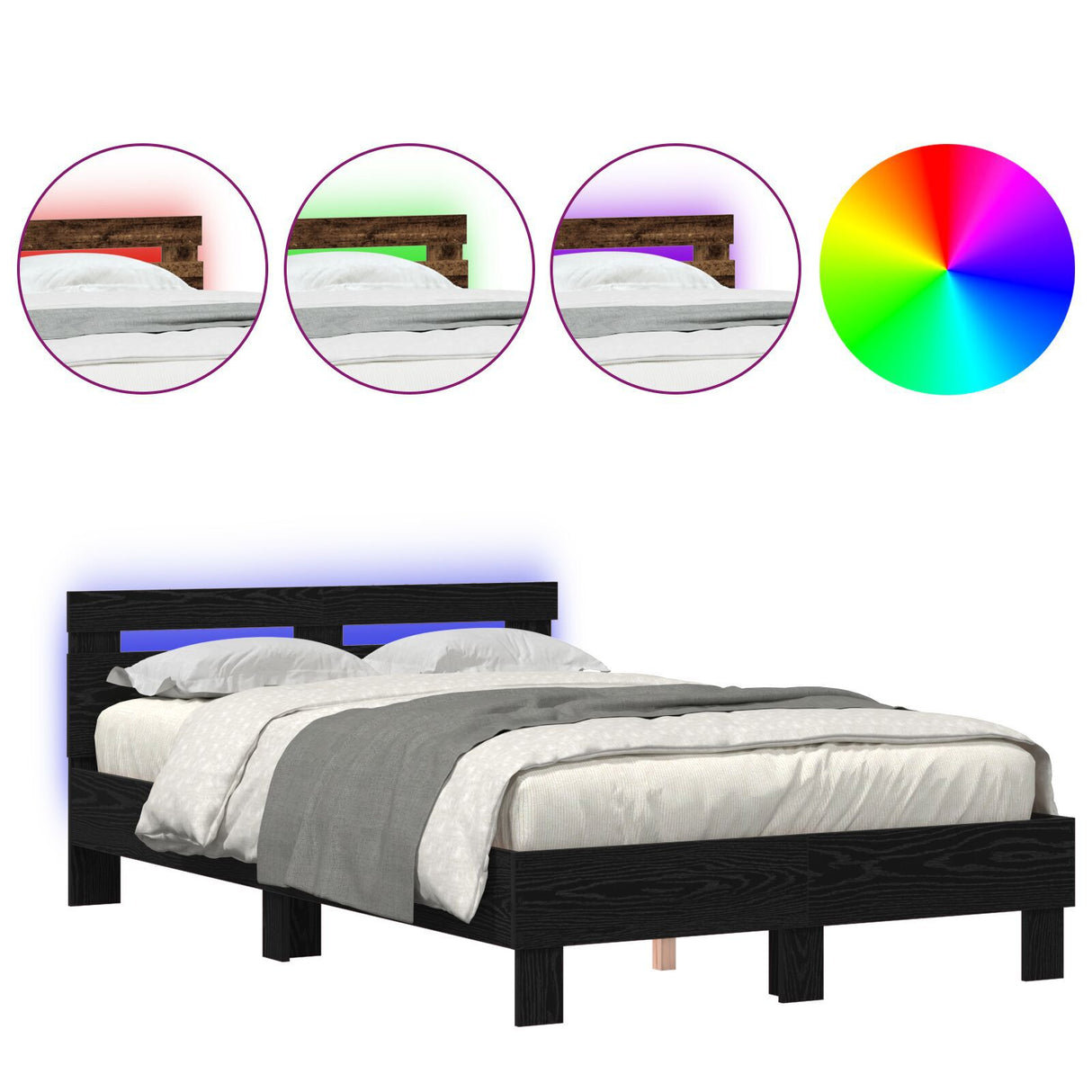 Solid Bed Frame Black Oak Solid Wood 120 X 200 Cm Durable