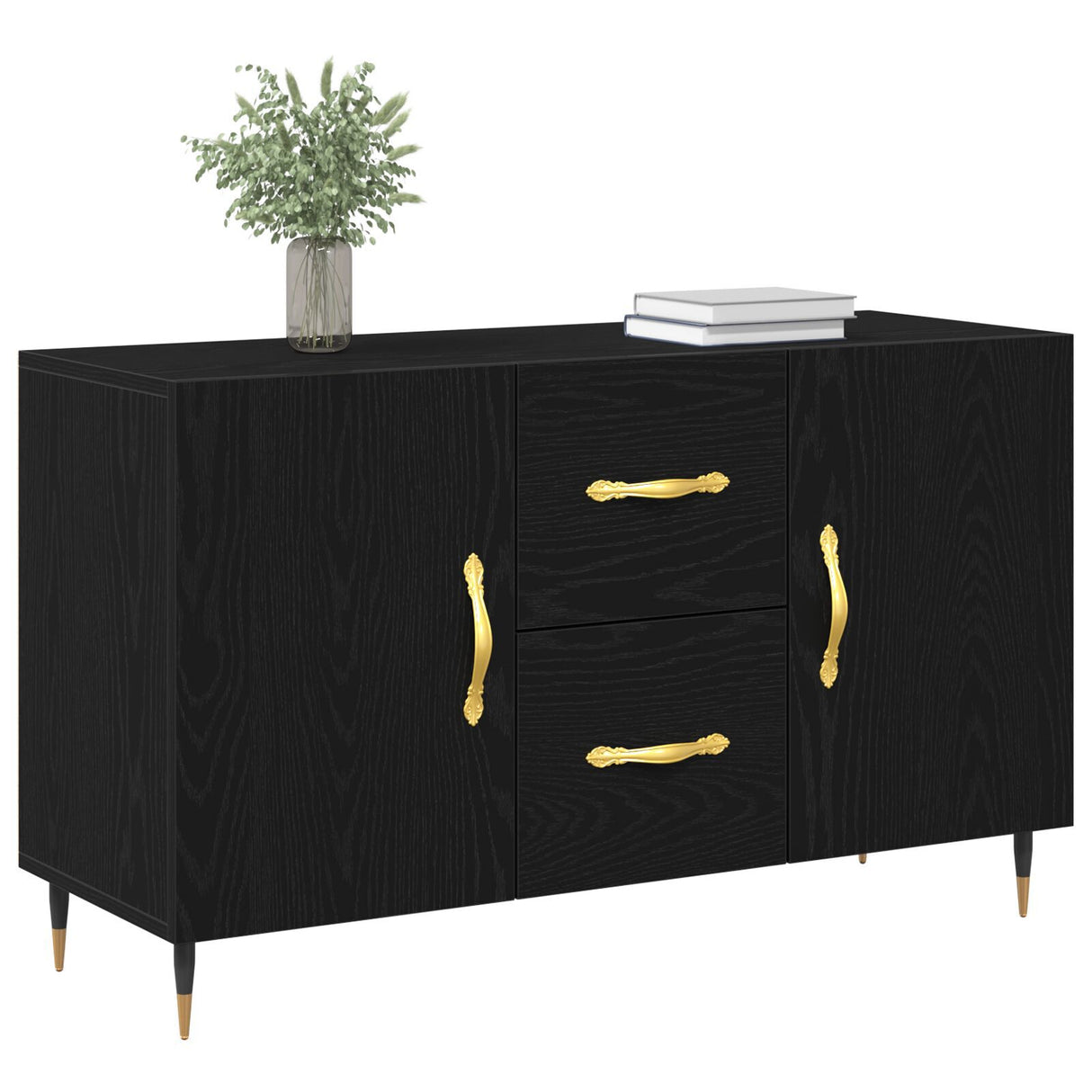 Sideboard Black Oak 100X36X60 Cm Engineered Wood