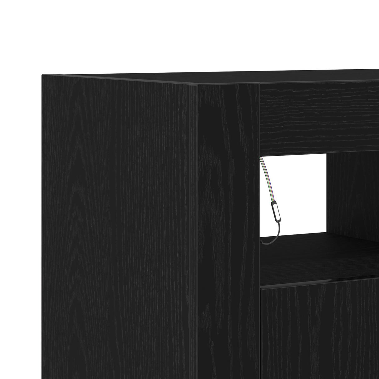 Sideboard With Led Lights - Black Oak - 80X35X75 Cm - Engineered Wood