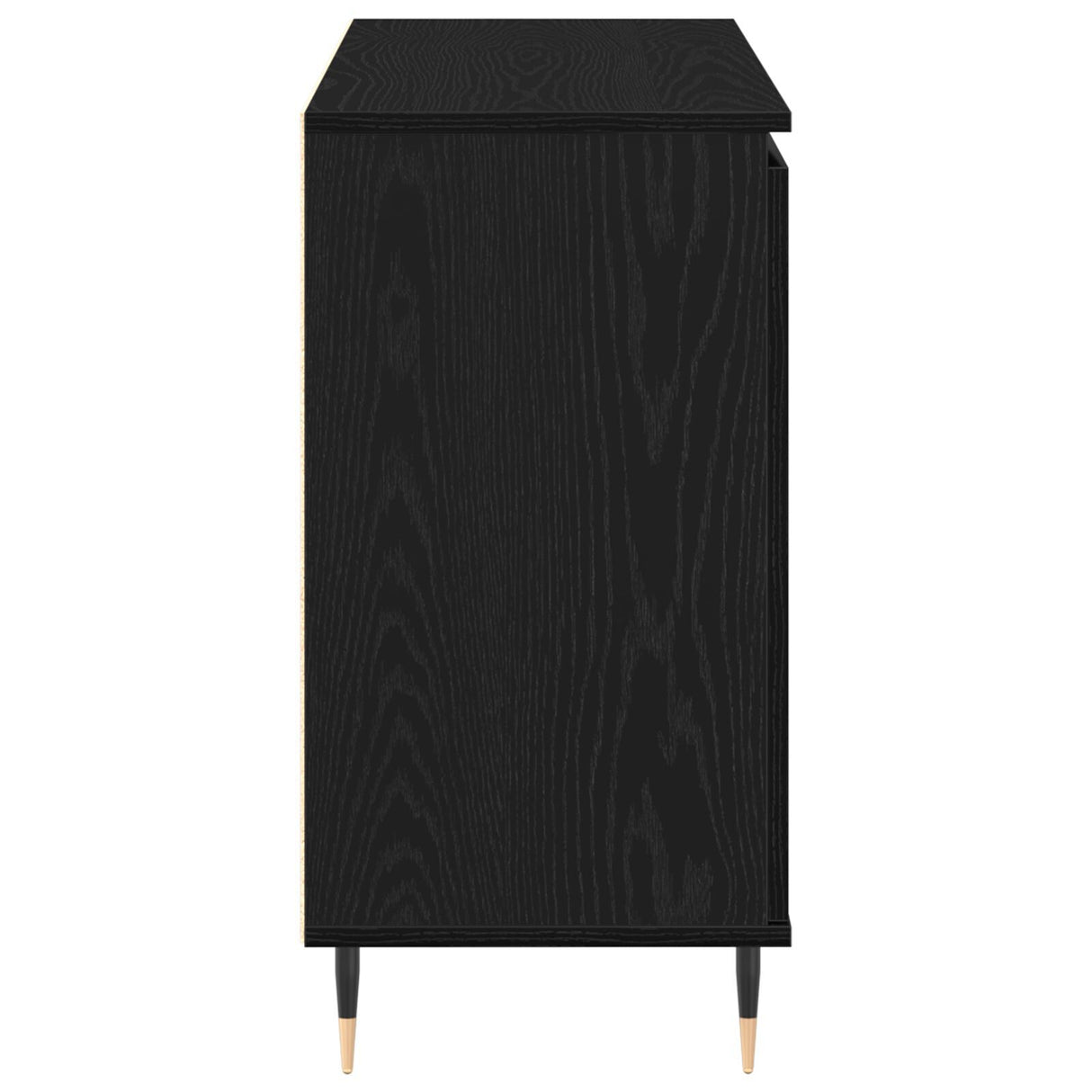 Sideboard With Doors & Drawers Black Oak 101,5X35X70 Cm
