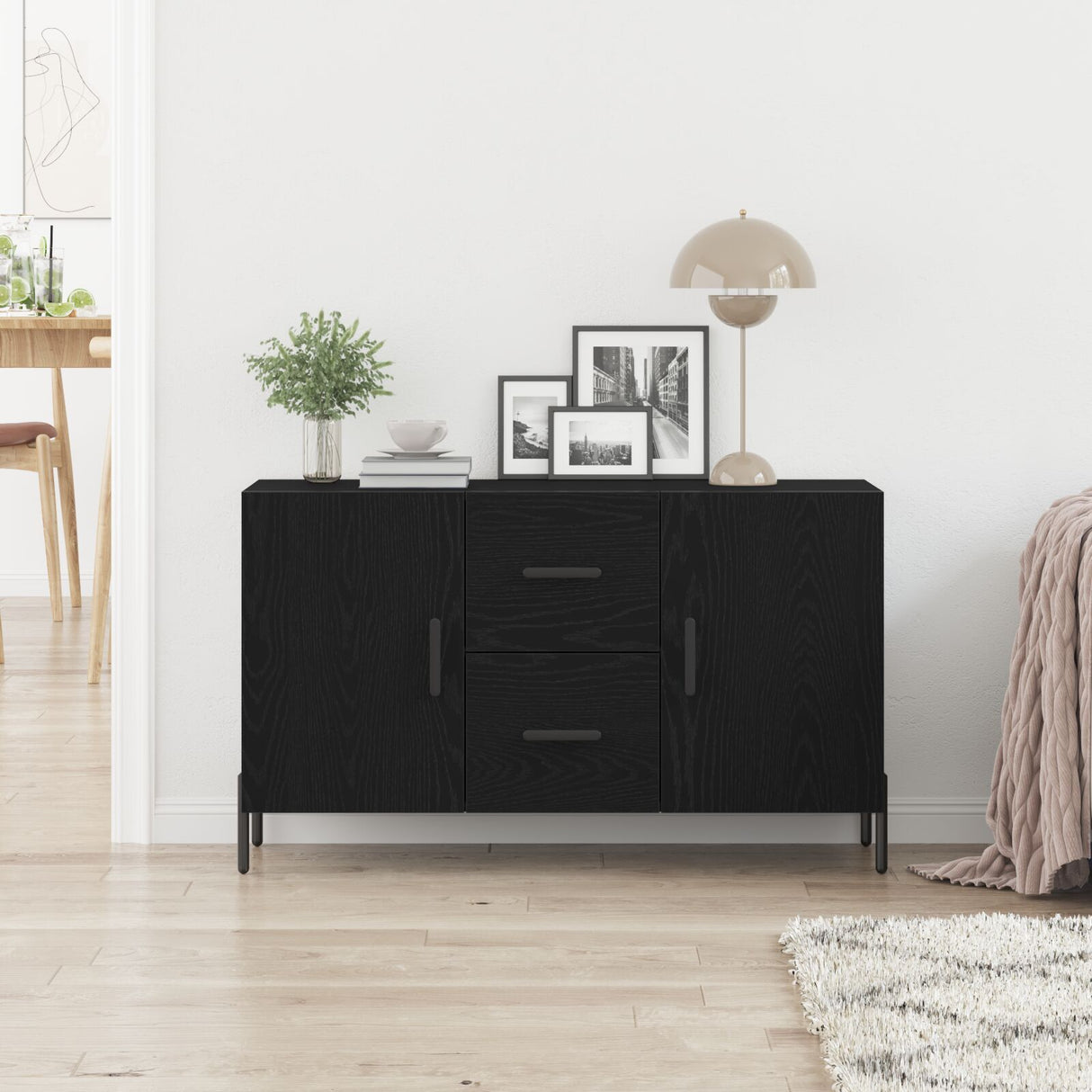 Sideboard Black Oak 100X36X60 Cm Engineered Wood