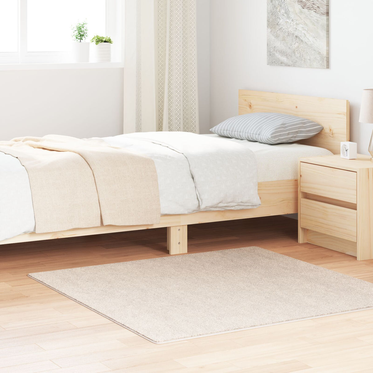 Shaggy Rug High Pile Cream 120X120 Cm Pp