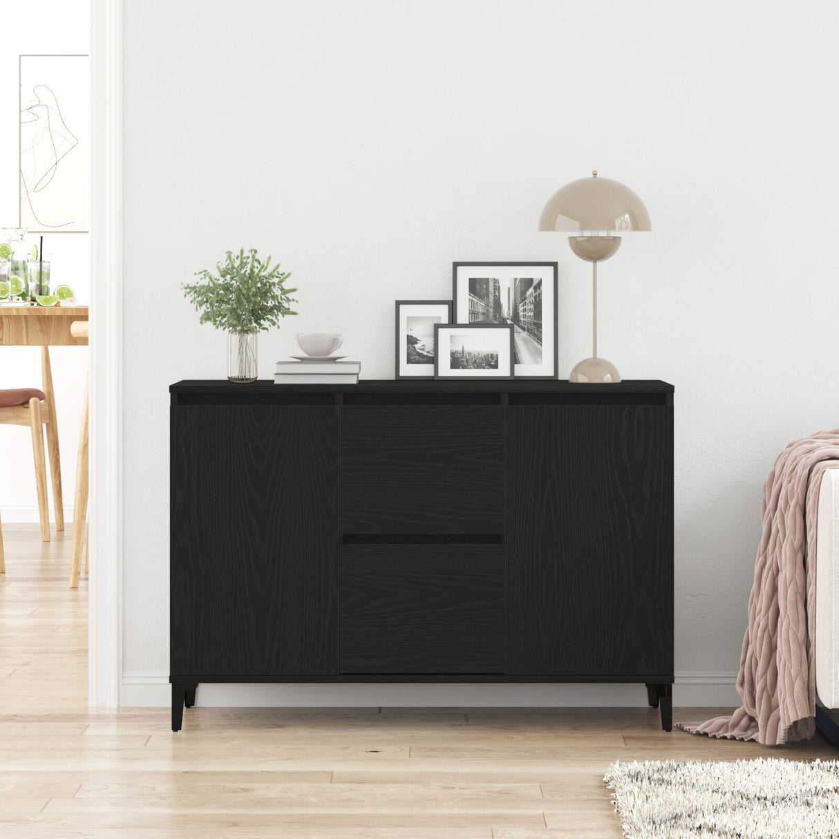 Black Oak Sideboard - 104X35X70 Cm, Made From Engineered Wood