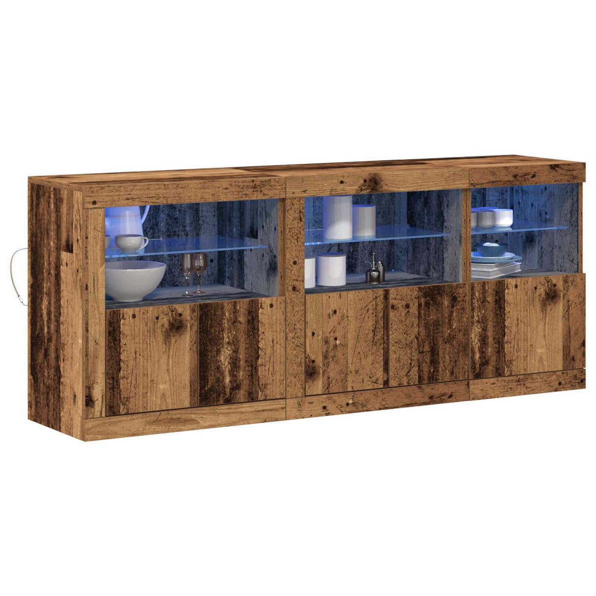 Sideboard With Led Lights Old Wood 162X37X67 Cm Engineered Wood