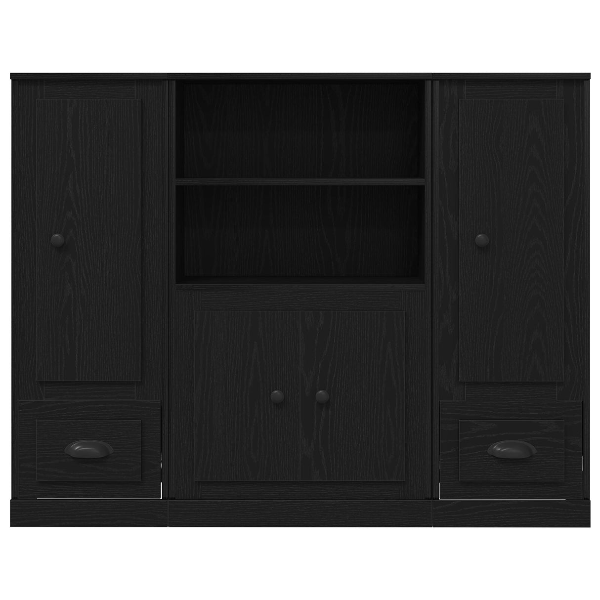 Highboard Black Oak 132X35,5X103,5 Cm Engineered Wood